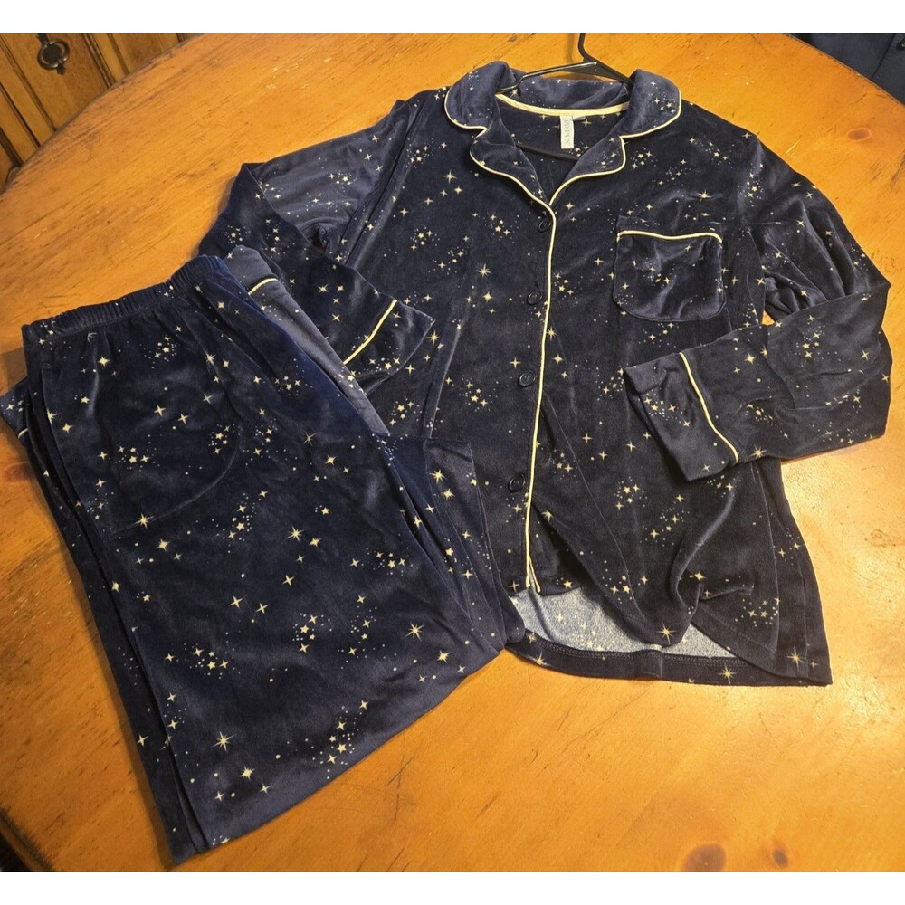 Joyspun Dark Blue Velvet Stars Pajamas